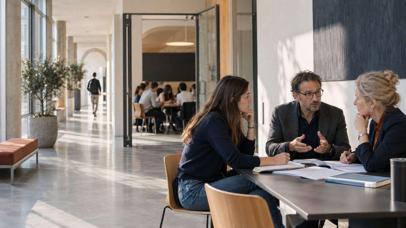 Équipe académique examinant les éléments d’une évaluation